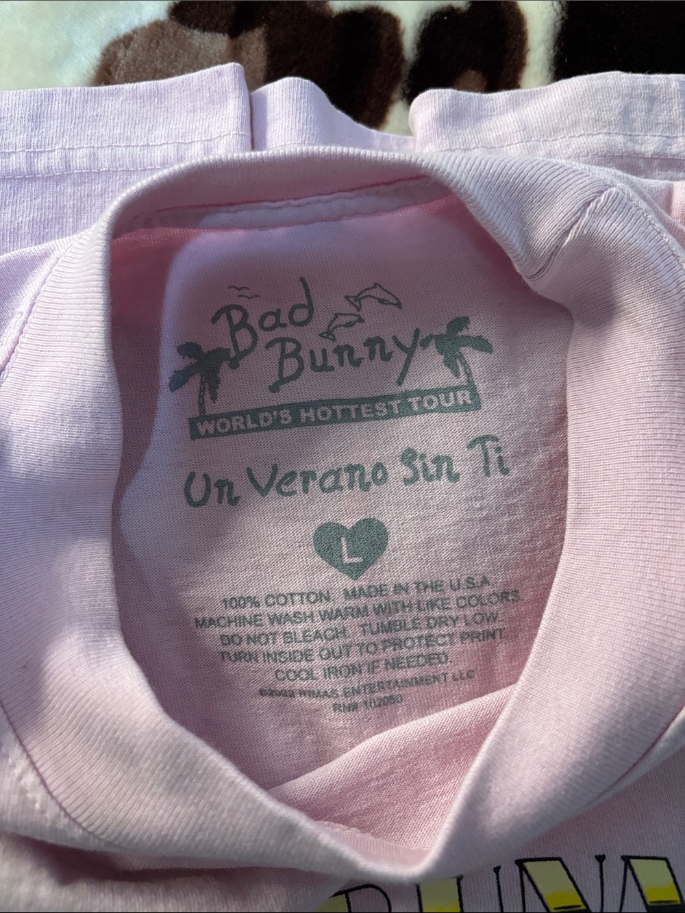 Bad Bunny Pink Graphic Tee - Heart & Rose Design - Picture 3 of 3